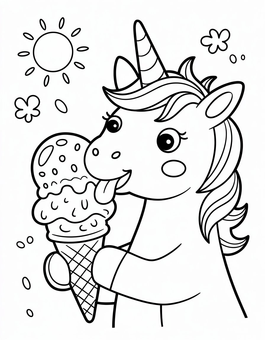 Unicorn with Ice Cream Cone